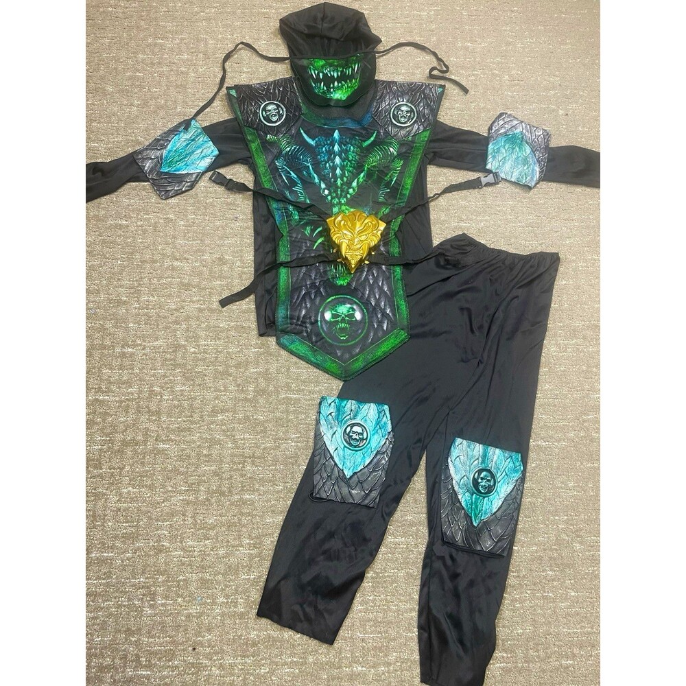 Kids deluxe green dragon Ninja halloween Costume   m medium 8-10 boys